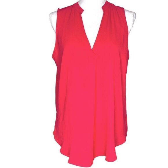 Lush Women’s Sz Med Barberry Pink Sleeveless V Neck Open Cross Over Back Blouse - Picture 1 of 5